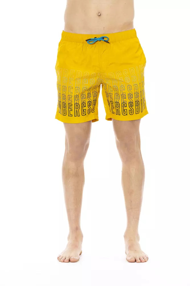 Bikkembergs Yellow Polyester Men Swim Short | Regal Royce