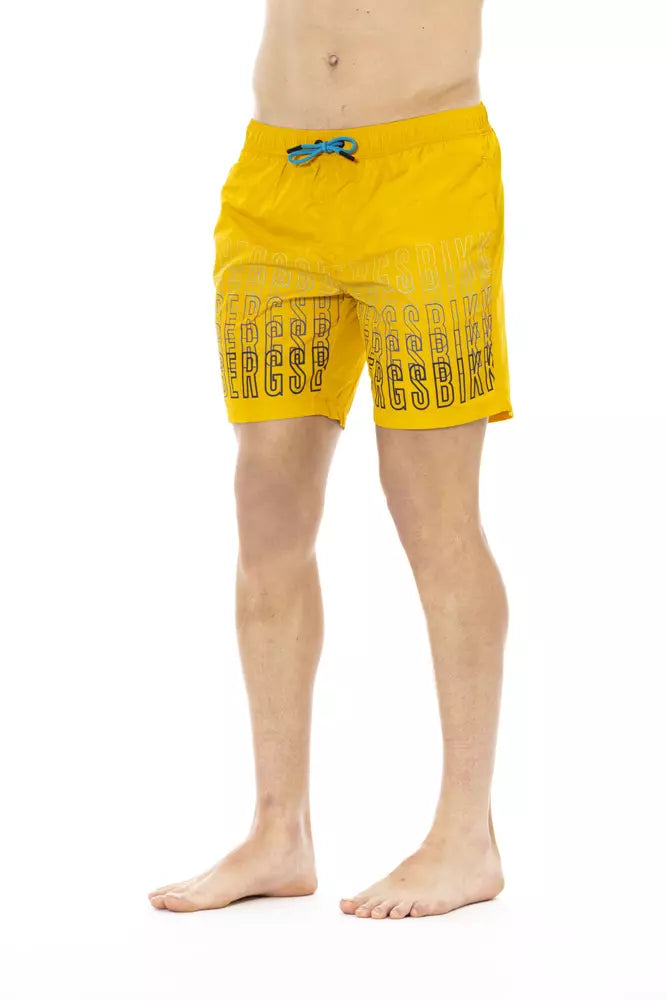 Bikkembergs Yellow Polyester Men Swim Short | Regal Royce