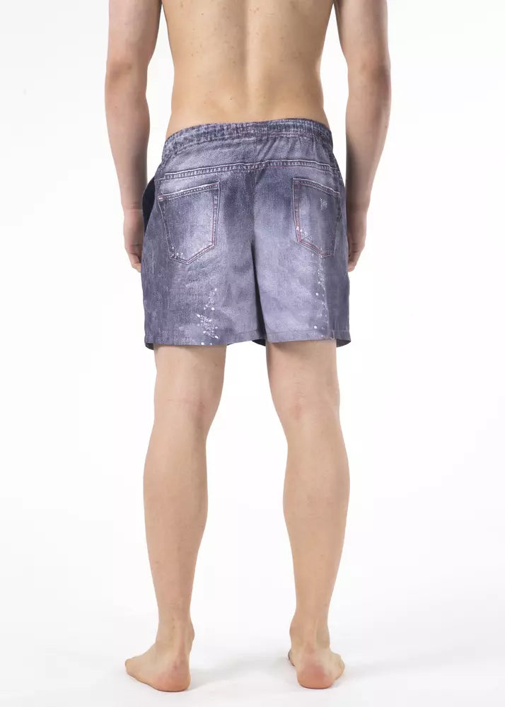 Just Cavalli Blue Polyester Men Swimwear Short | Regal Royce
