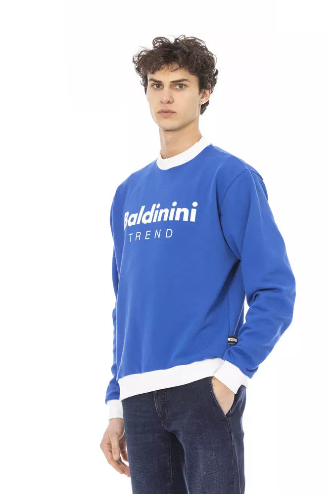 Baldinini Trend Blue Cotton Men Sweater | Regal Royce