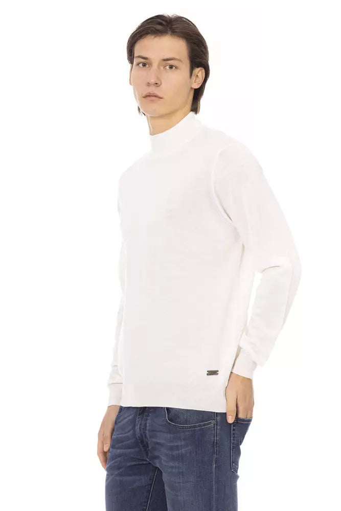 Baldinini Trend White Fabric Men's Turtleneck Sweater | Regal Royce