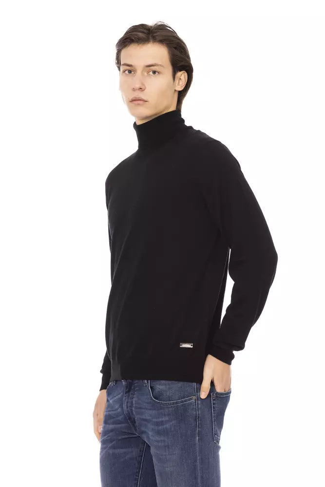 Baldinini Trend Black Fabric Men Sweater Turtleneck | Regal Royce