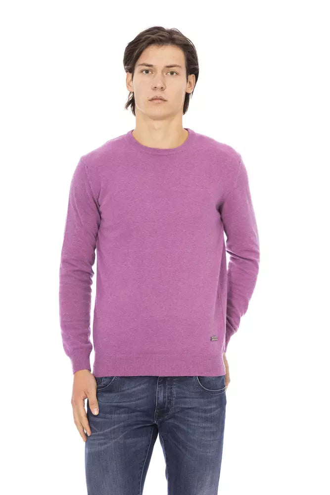 Baldinini Trend Purple Wool Men Sweater | Regal Royce