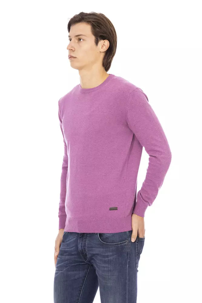 Baldinini Trend Purple Wool Men Sweater | Regal Royce