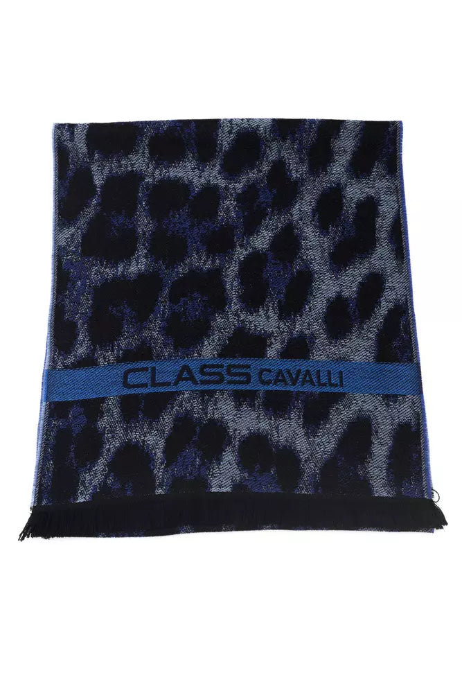 Cavalli Class Blue Wool Men Scarf | Regal Royce