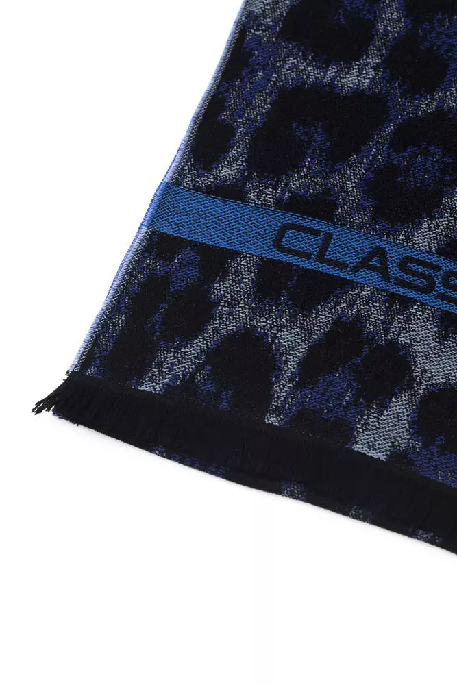 Cavalli Class Blue Wool Men Scarf | Regal Royce