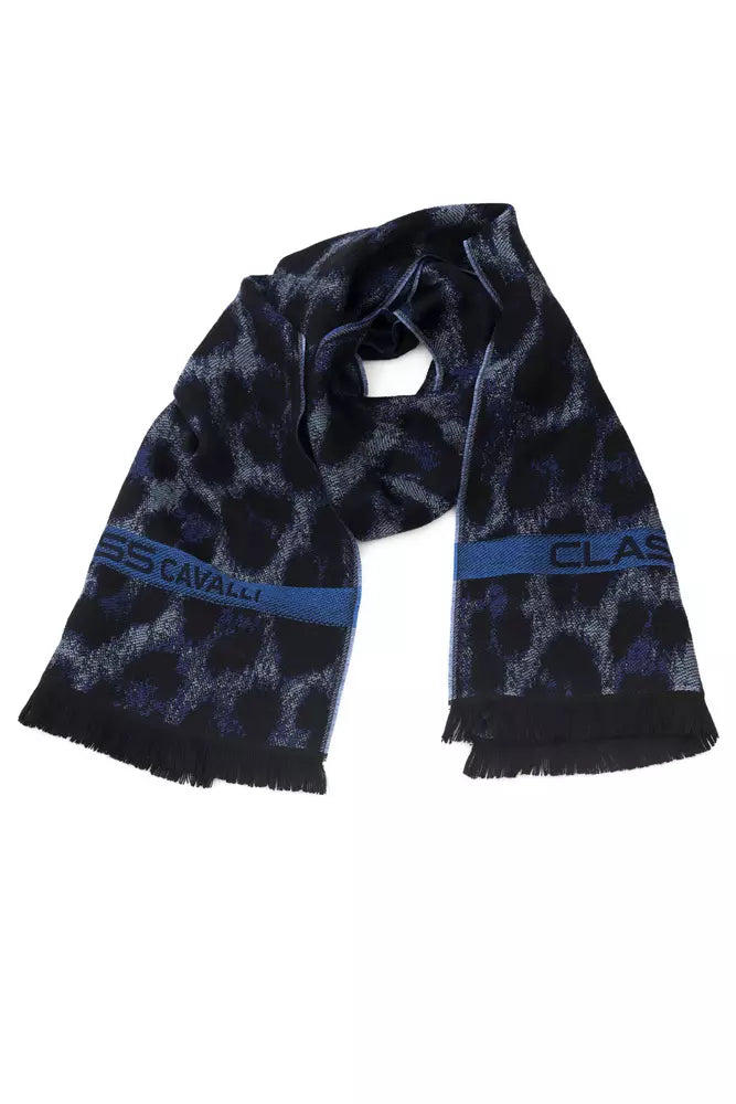 Cavalli Class Blue Wool Men Scarf | Regal Royce