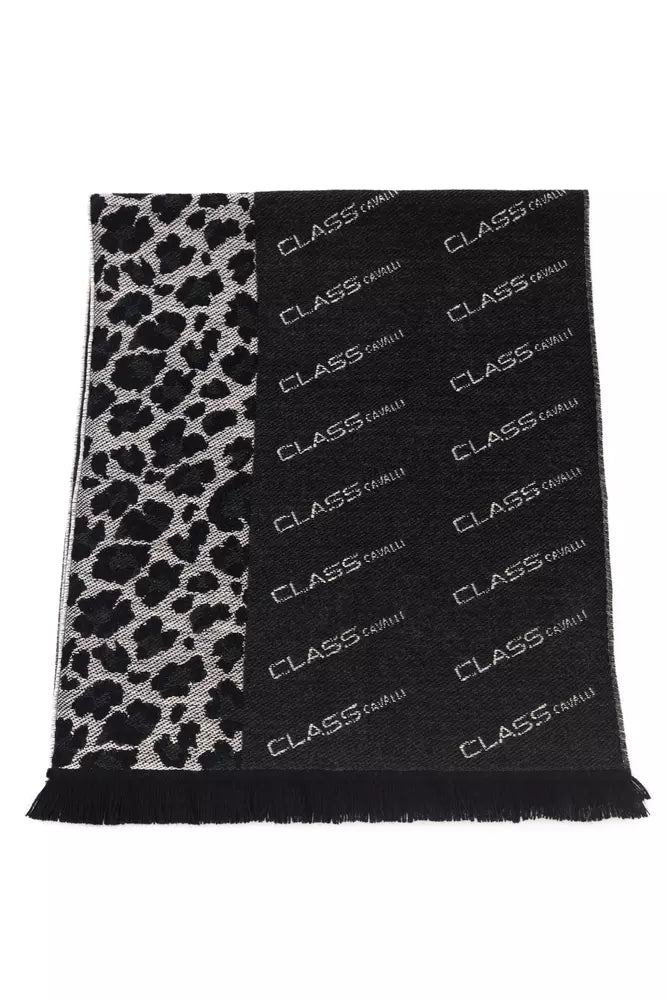Cavalli Class Black Wool Men Scarf | Regal Royce