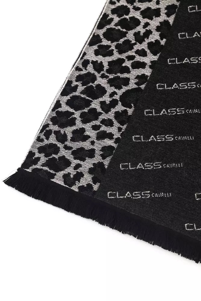 Cavalli Class Black Wool Men Scarf | Regal Royce