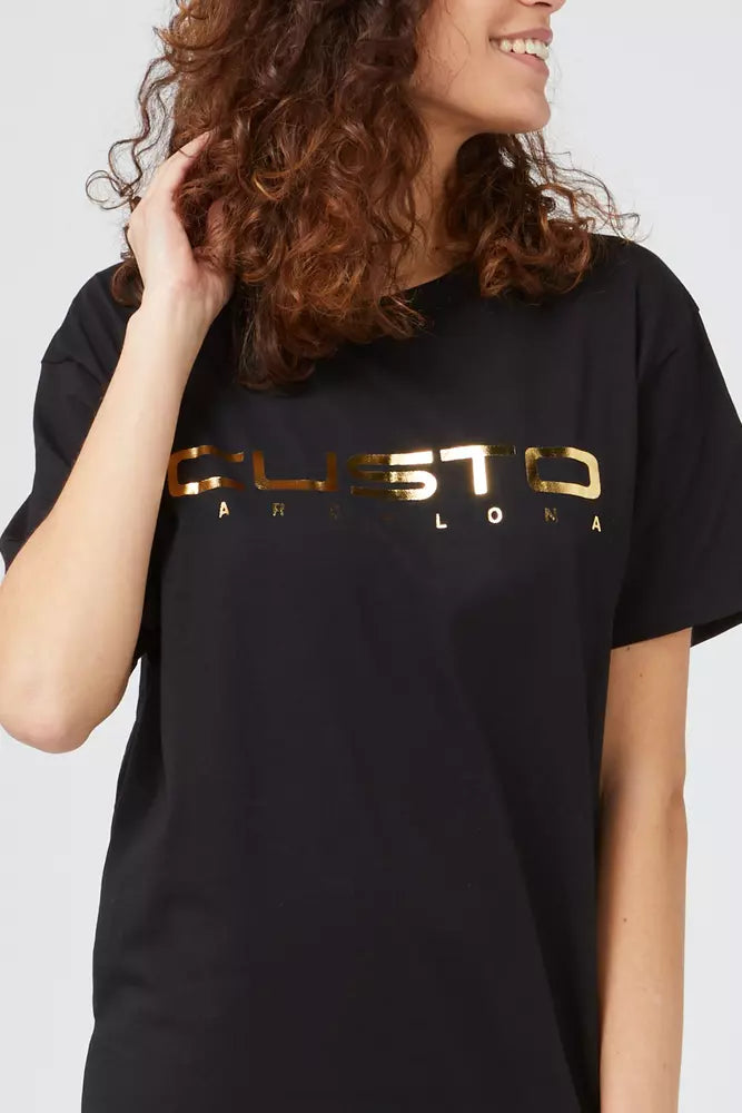 Custo Barcelona Black Cotton Women T-Shirt | Regal Royce
