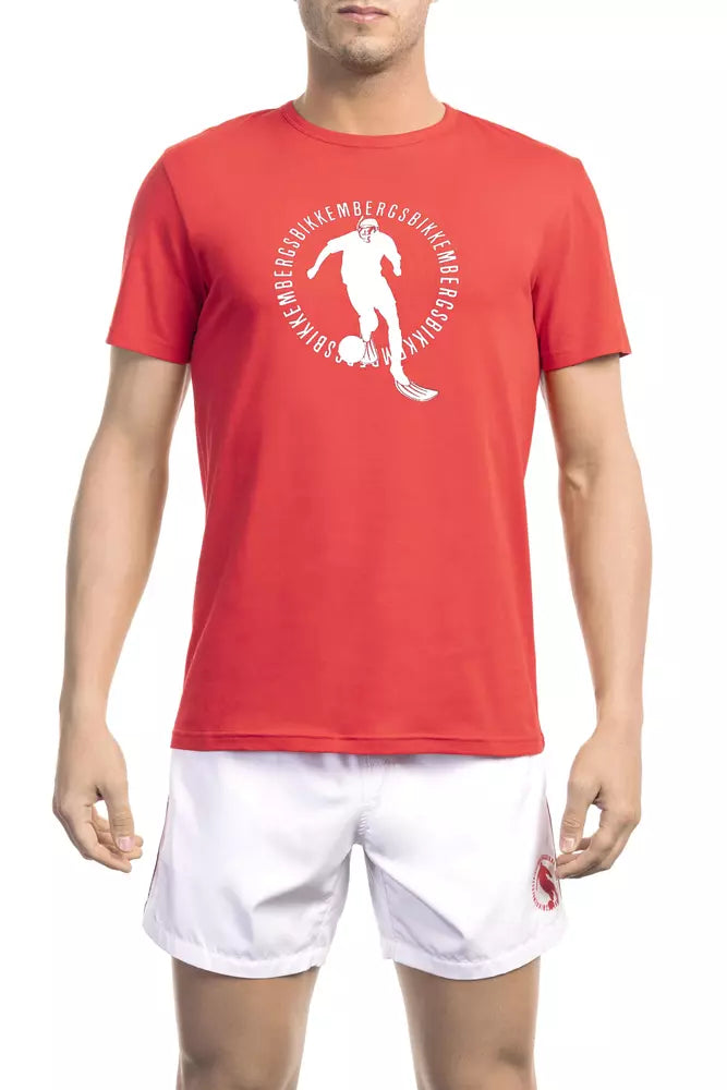 Bikkembergs Red Cotton Men T-Shirt | Regal Royce