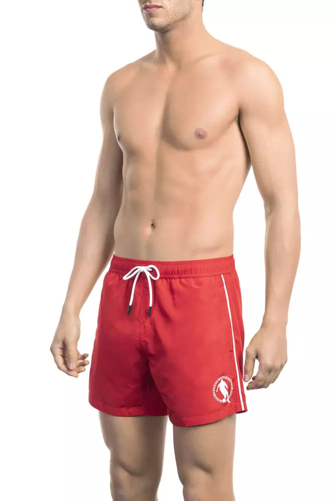 Bikkembergs Red Polyester Men Swim Short | Regal Royce