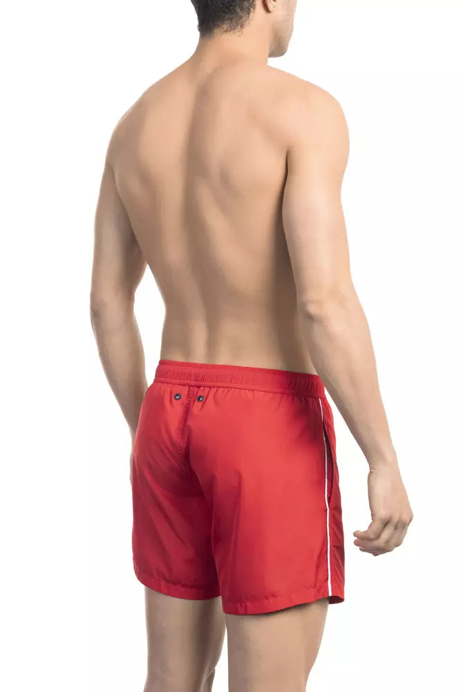Bikkembergs Red Polyester Men Swim Short | Regal Royce