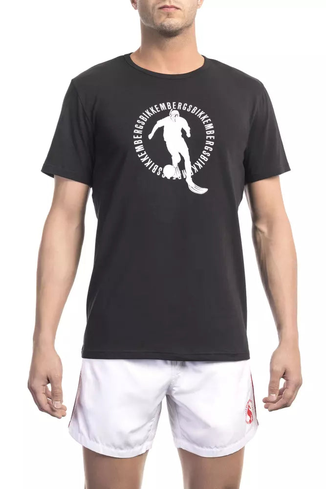 Bikkembergs Black Cotton Men T-Shirt | Regal Royce