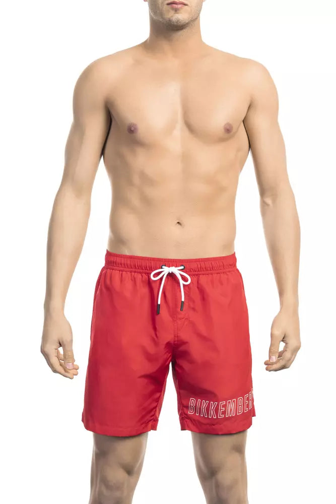Bikkembergs Red Polyester Men's Swim Short | Regal Royce