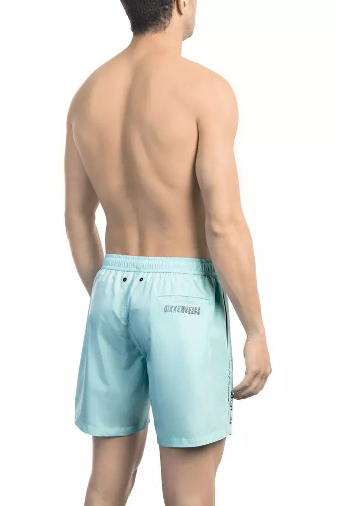 Bikkembergs Light Blue Polyester Men Swim Short | Regal Royce