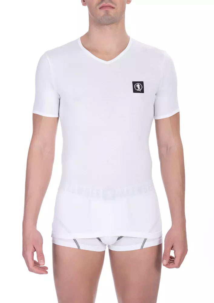 Bikkembergs White Cotton Men T-Shirt | Regal Royce