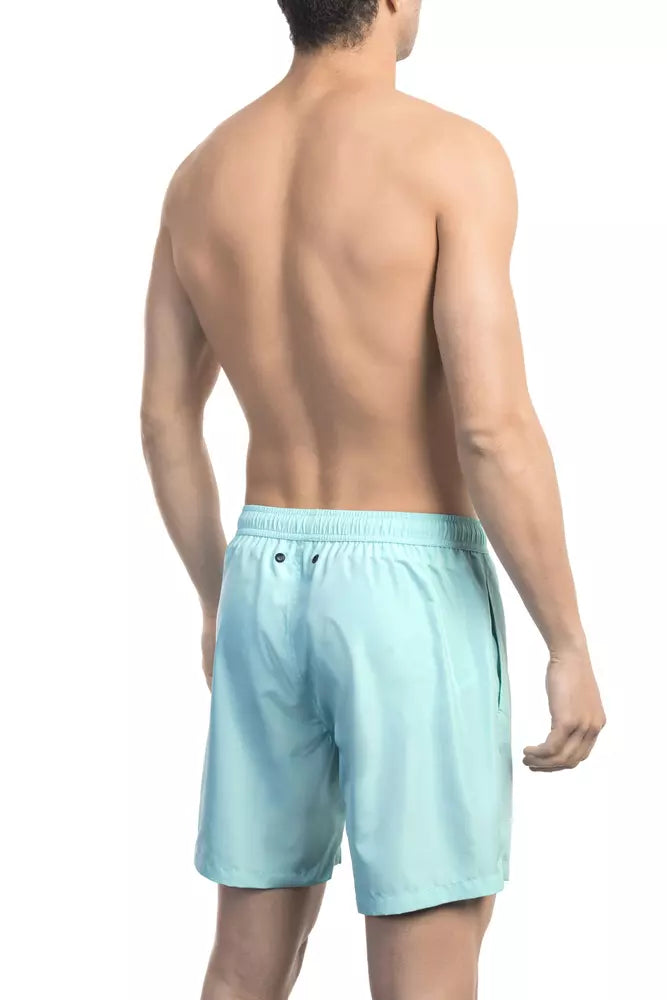 Bikkembergs Light Blue Polyester Men Swim Short | Regal Royce
