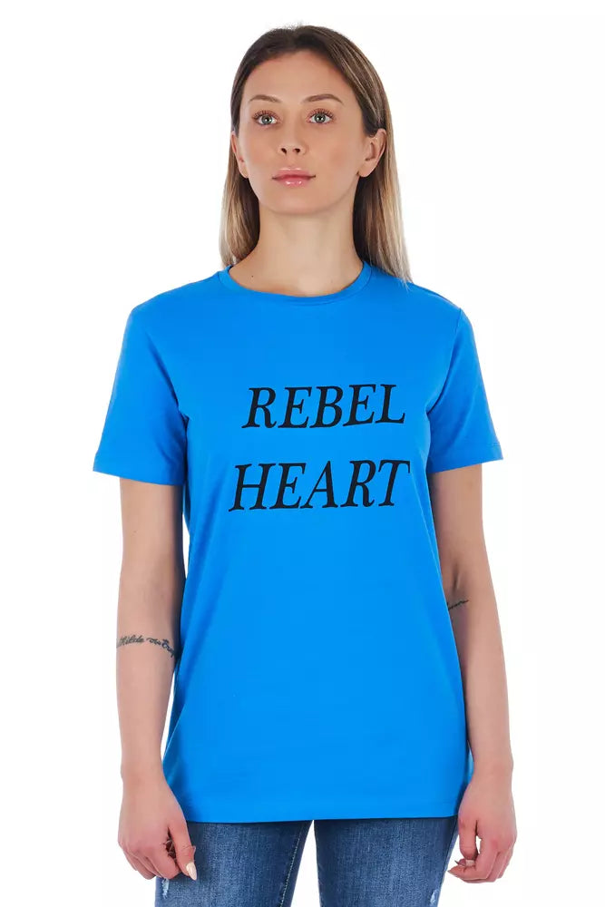 Frankie Morello Light Blue Cotton Women T-Shirt | Regal Royce