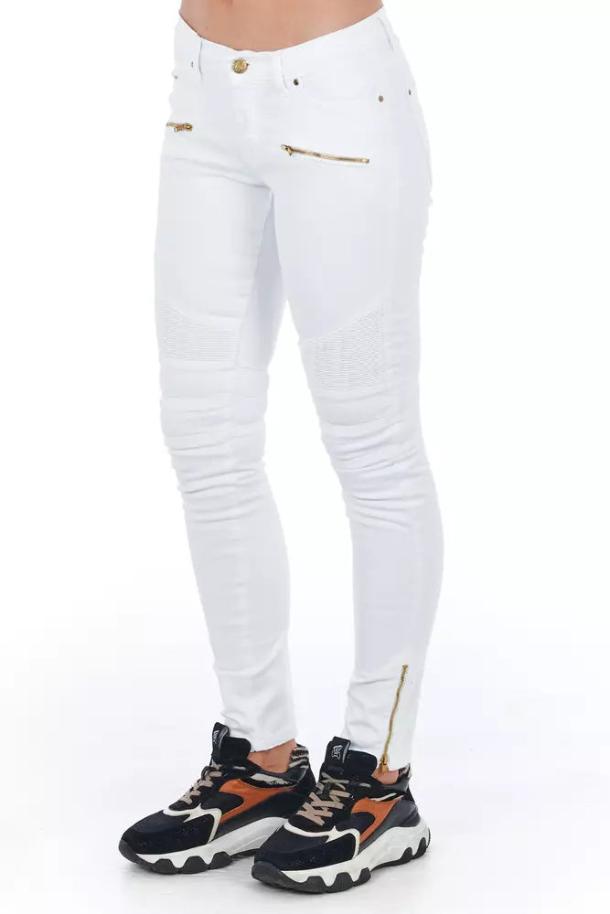 Frankie Morello White Cotton Women Jeans | Regal Royce