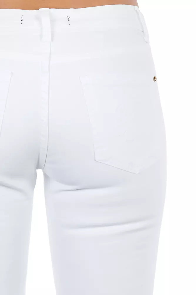 Frankie Morello White Cotton Women Jeans | Regal Royce