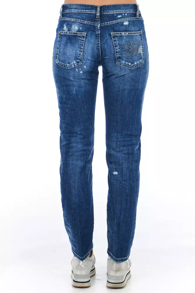 Frankie Morello Blue Cotton Women Jeans | Regal Royce