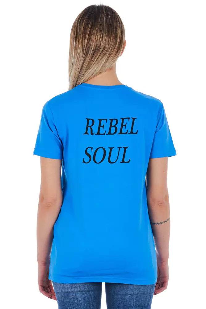 Frankie Morello Light Blue Cotton Women T-Shirt | Regal Royce