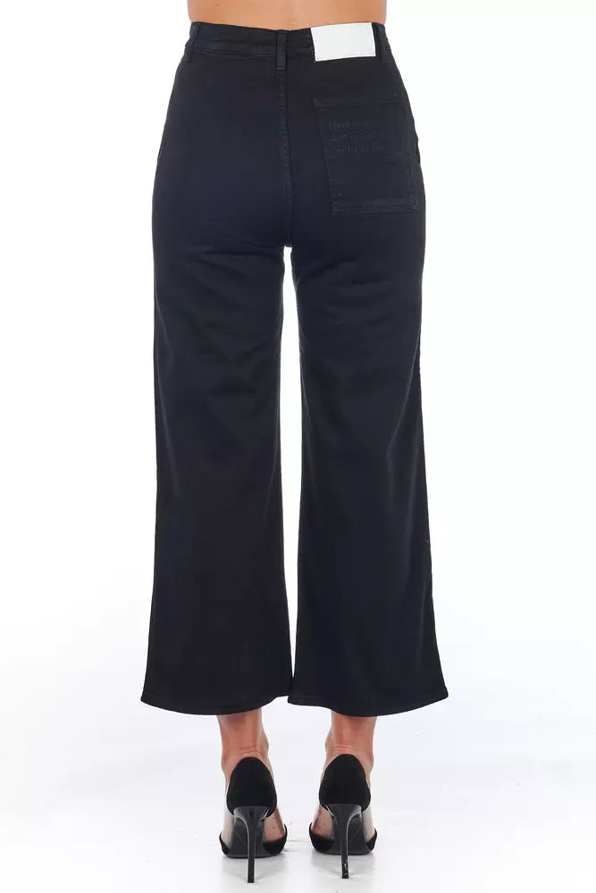 Frankie Morello Black Cotton Women Cropped Trouser | Regal Royce