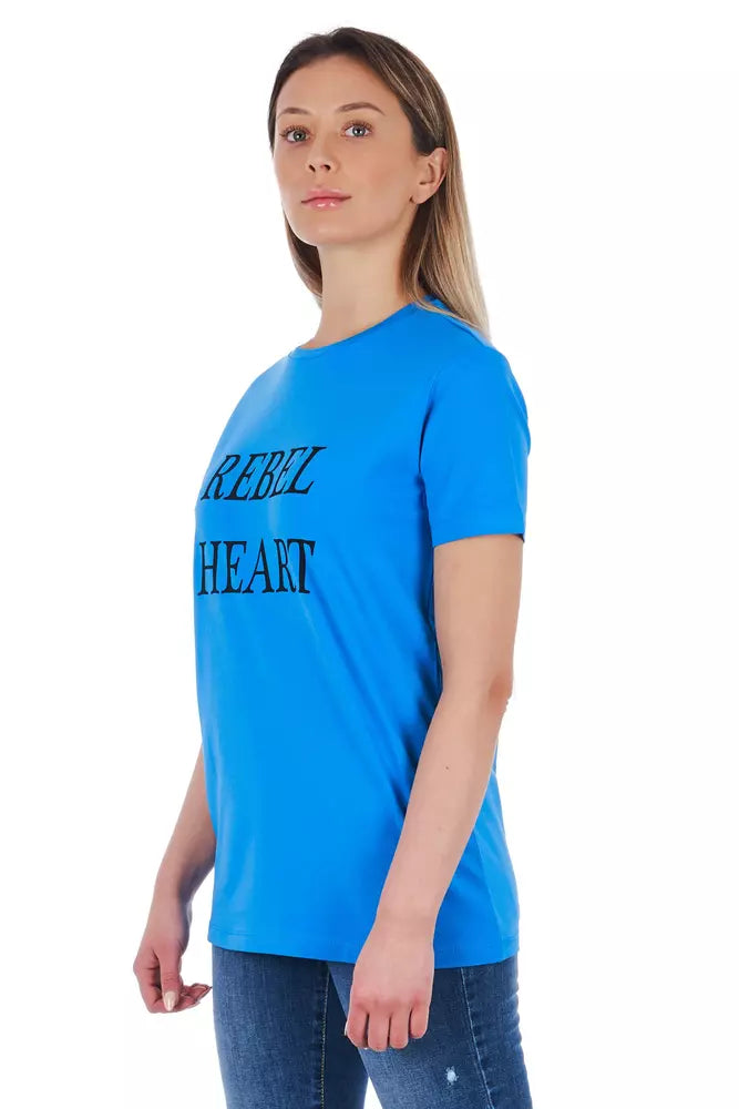 Frankie Morello Light Blue Cotton Women T-Shirt | Regal Royce