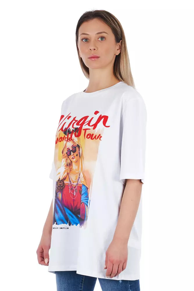 Frankie Morello White Cotton Women T-Shirt | Regal Royce