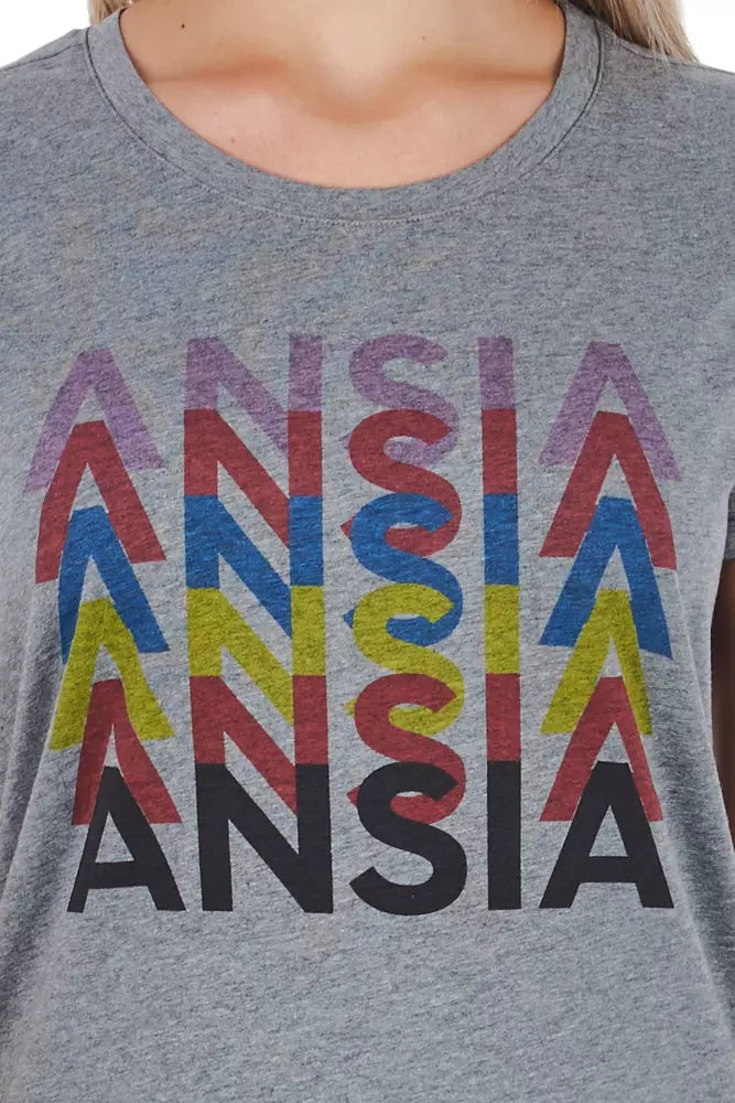 Frankie Morello Gray Cotton Women T-Shirt | Regal Royce