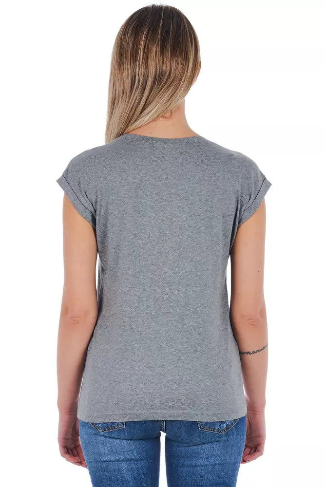 Frankie Morello Gray Cotton Women T-Shirt | Regal Royce