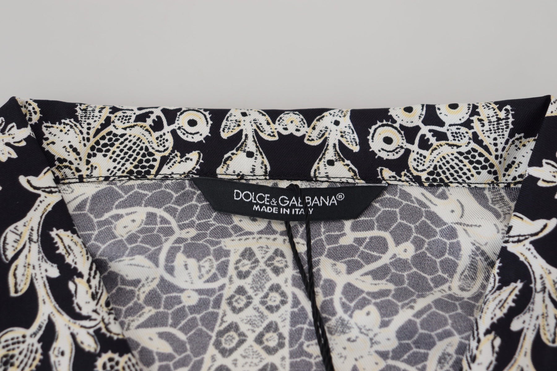 Dolce & Gabbana Blue Silk Floral Baroque Satin Casual Shirt | Regal Royce