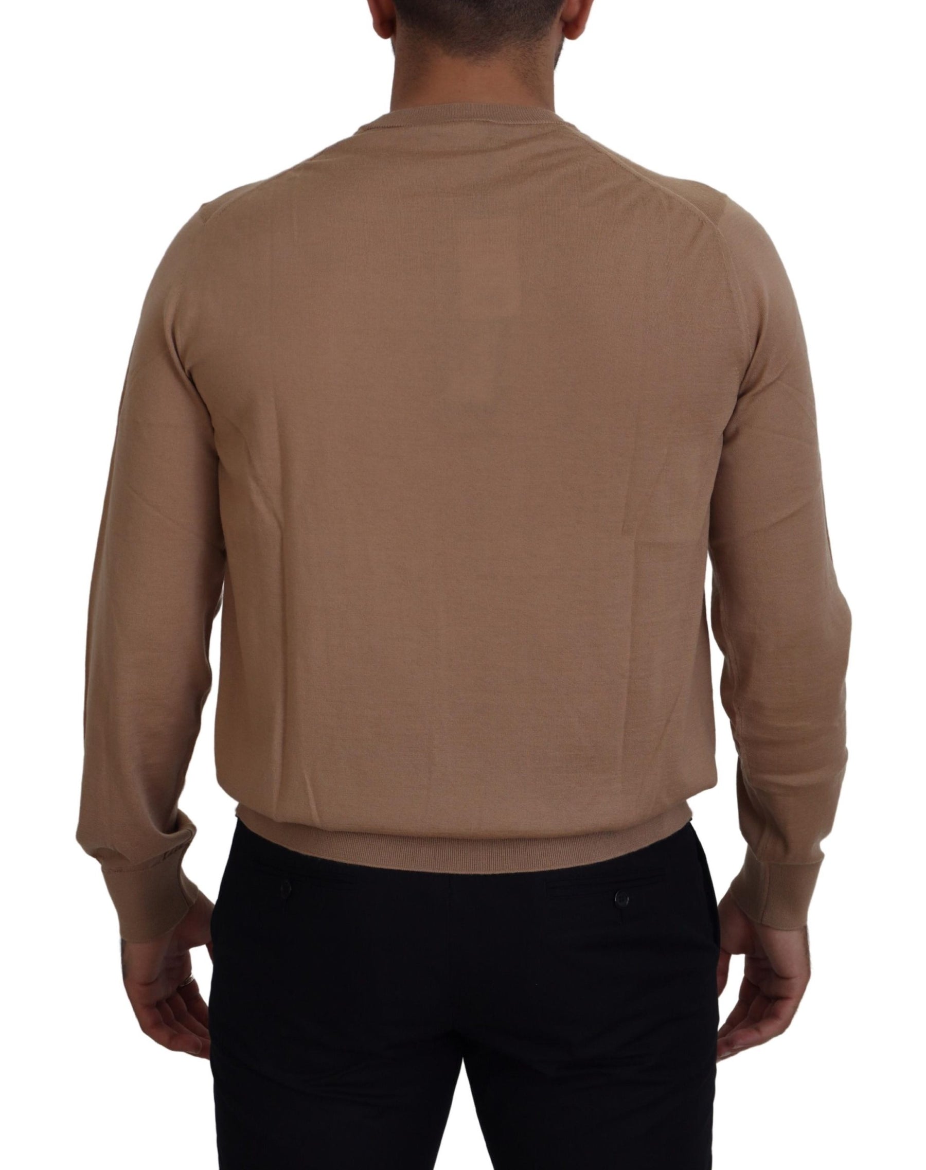 Dolce & Gabbana Beige Cashmere Crown Logo Pullover Sweater | Regal Royce