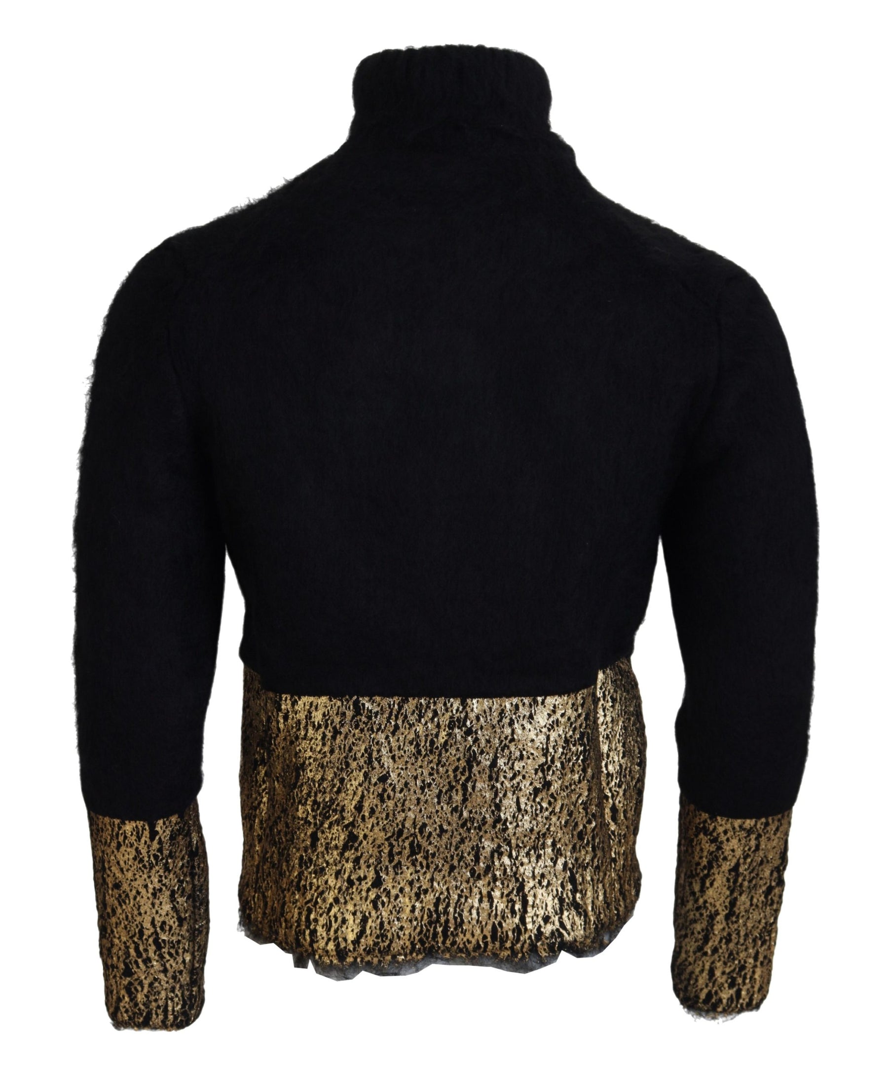 Dolce & Gabbana Black Gold Turtleneck Mohair Pullover Mens Sweater | Regal Royce