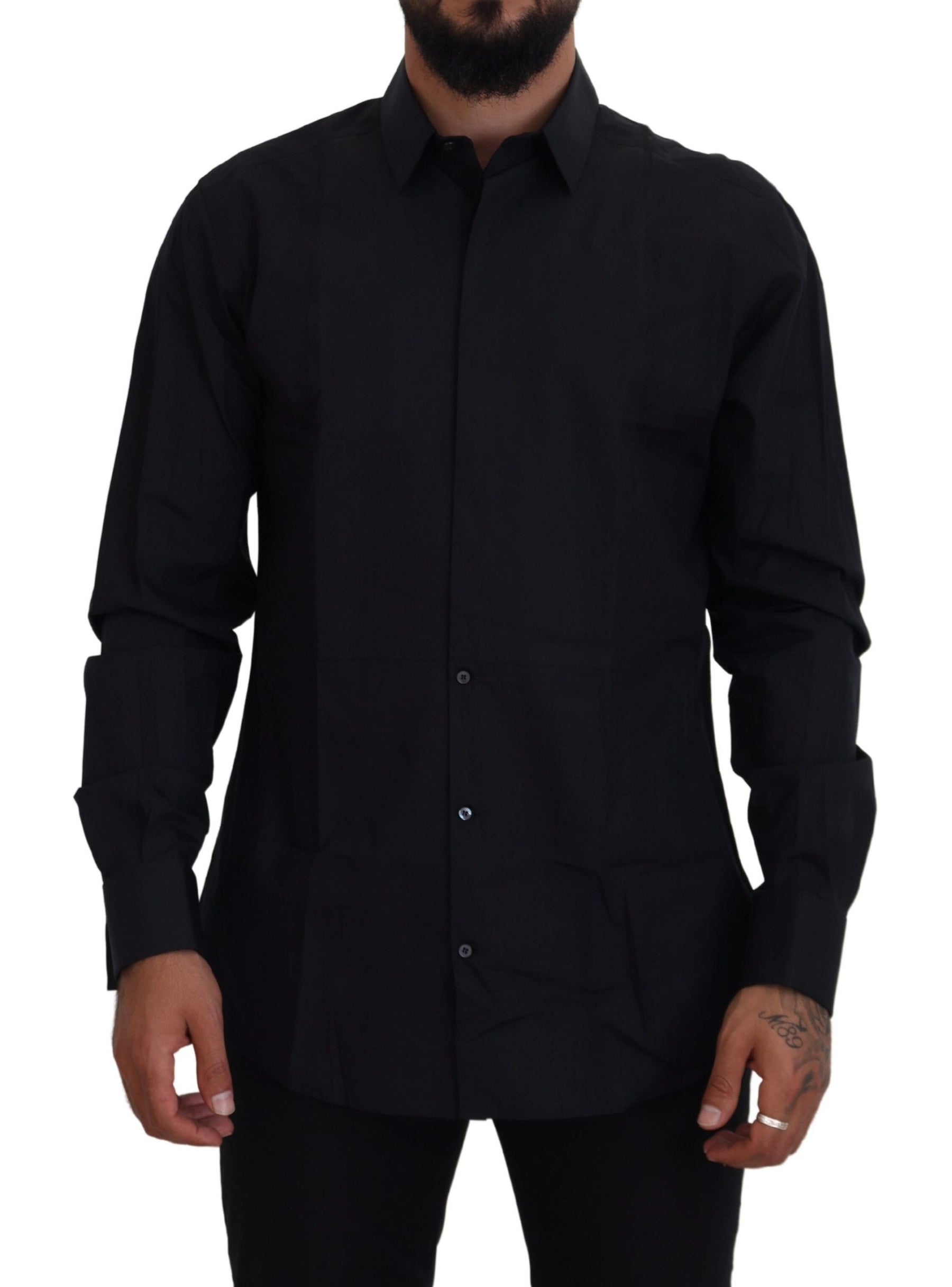 Dolce & Gabbana Black Gold Cotton Slim Fit Dress Mens Shirt | Regal Royce
