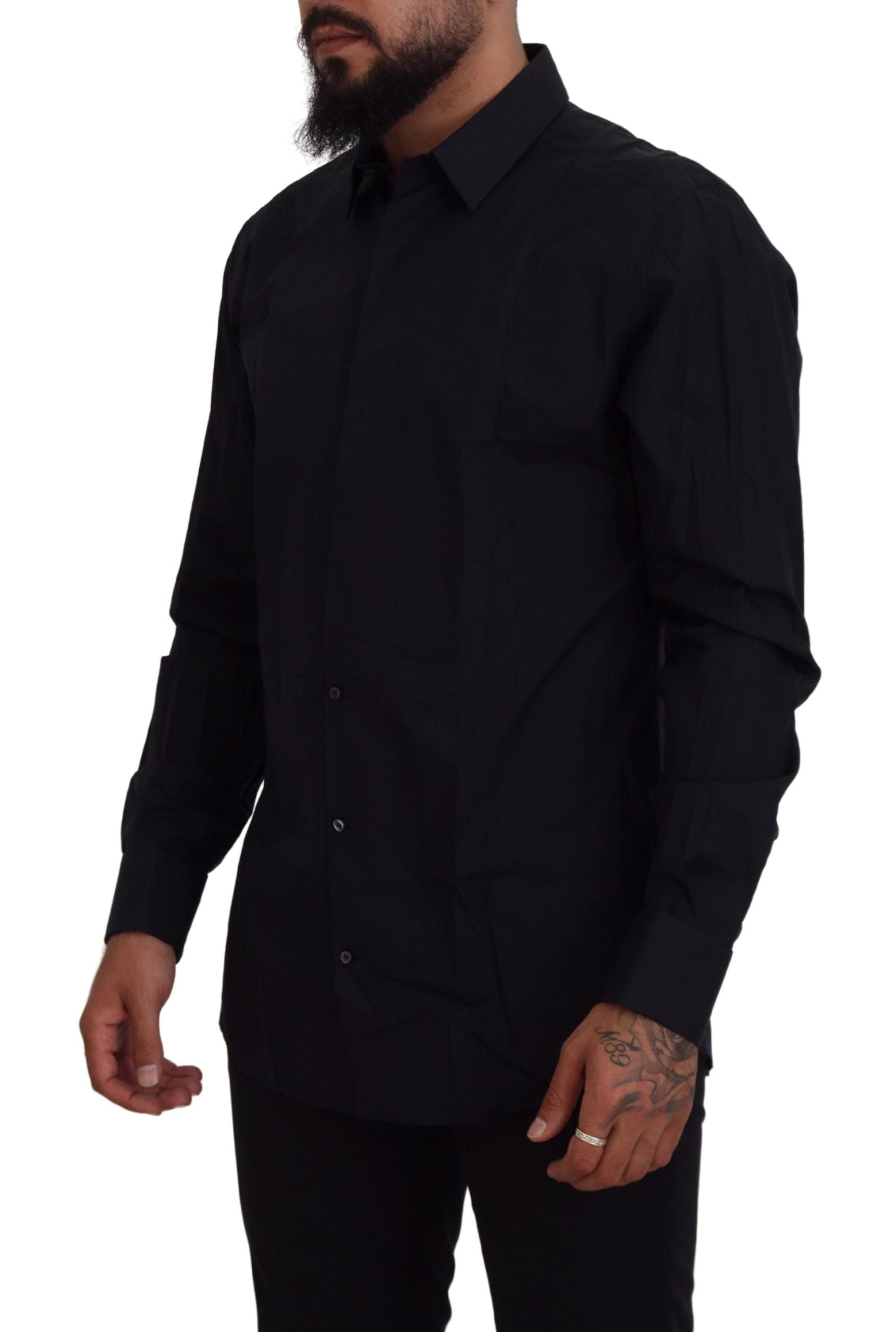 Dolce & Gabbana Black Gold Cotton Slim Fit Dress Mens Shirt | Regal Royce