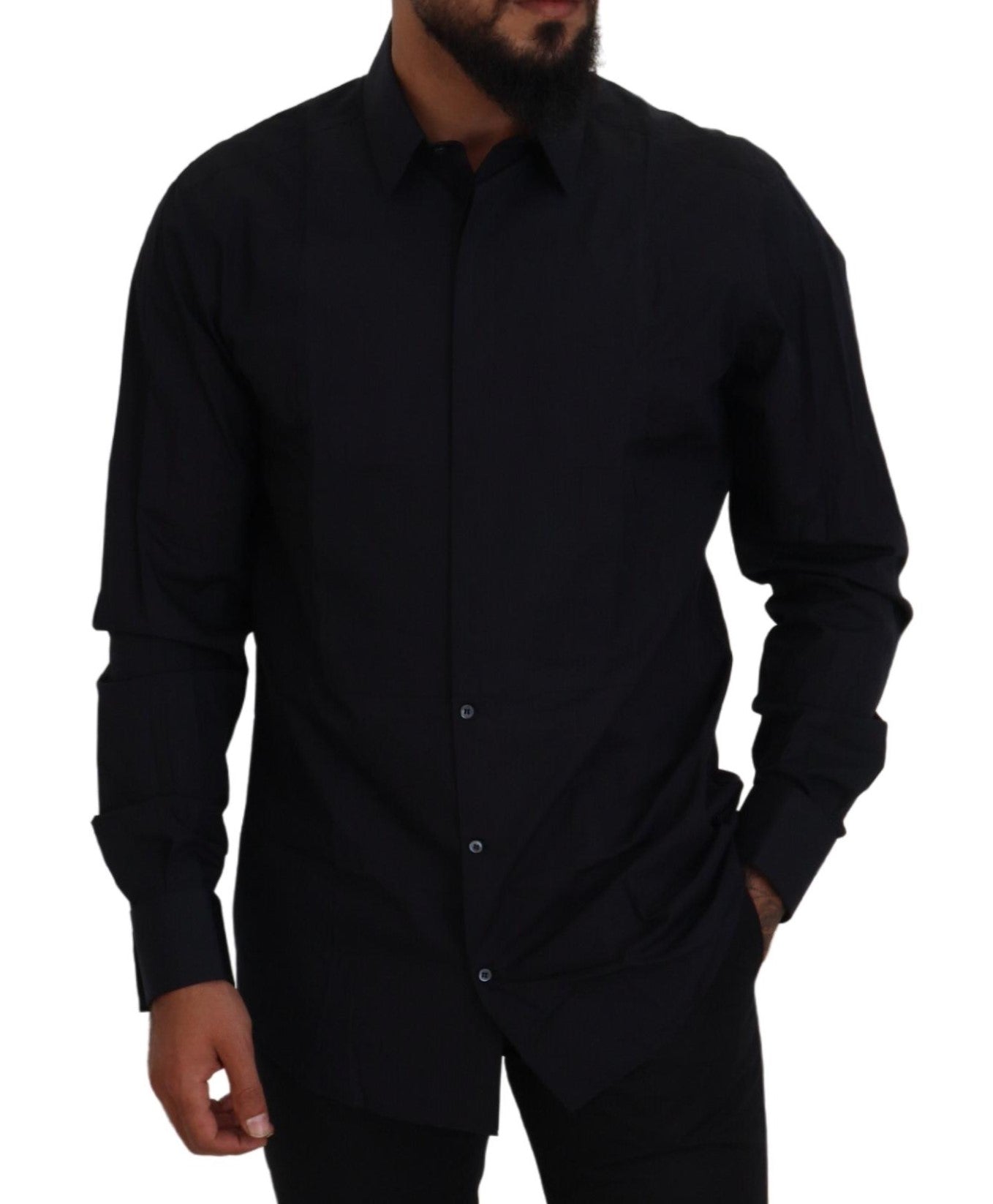 Dolce & Gabbana Black Gold Cotton Slim Fit Dress Mens Shirt | Regal Royce