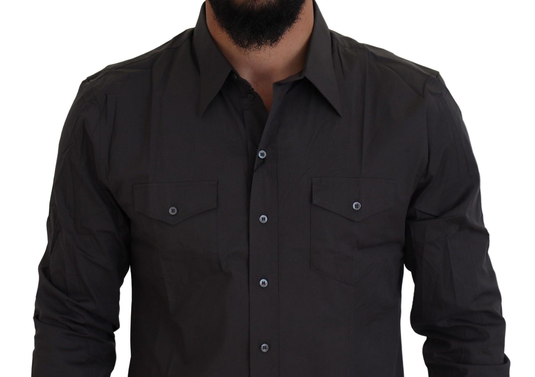 Dolce & Gabbana Gray SICILIA Slim Fit Stretch Dress Shirt | Regal Royce