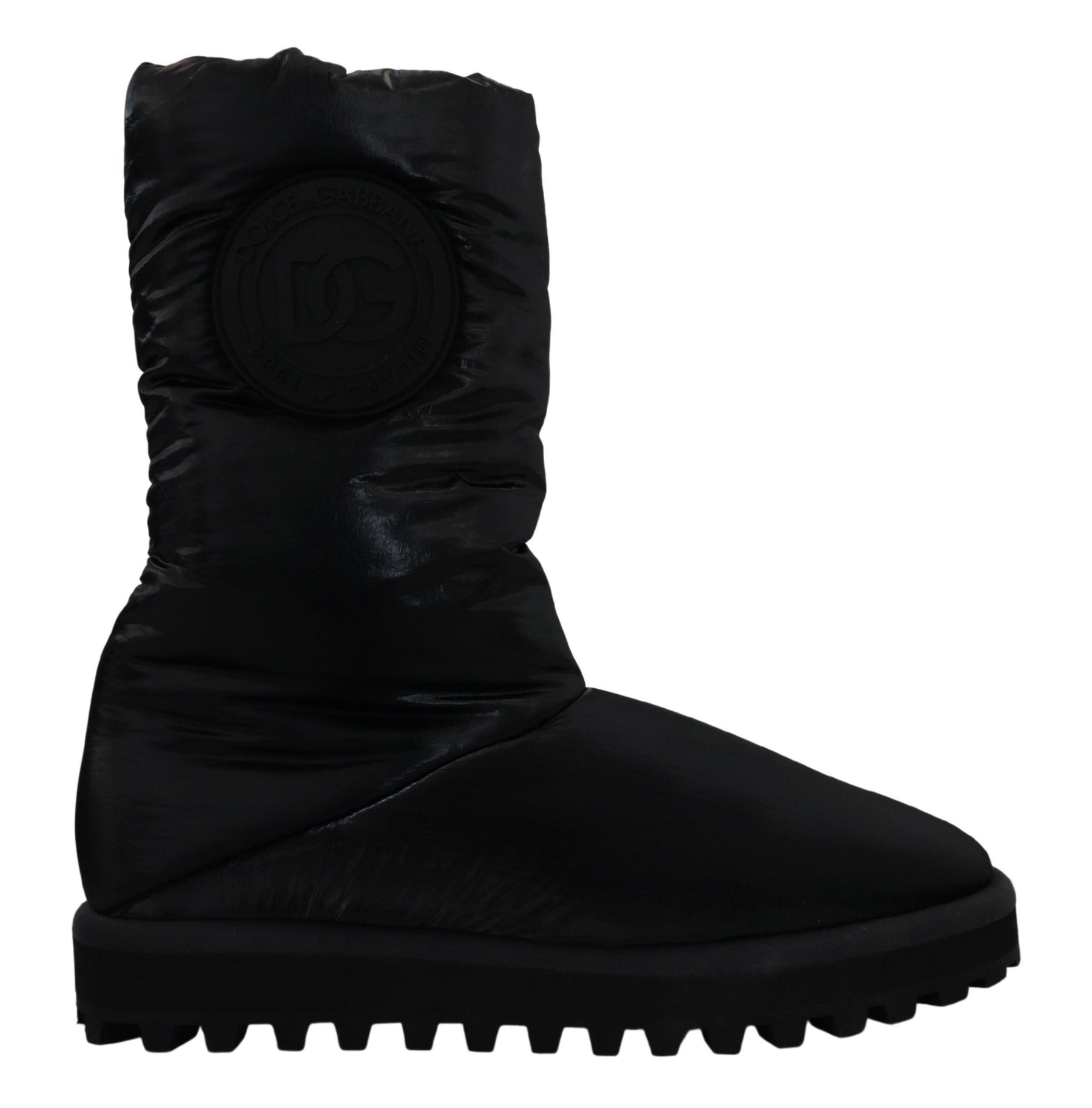 Dolce & Gabbana Black Boots Padded Mid Calf Winter Shoes | Regal Royce