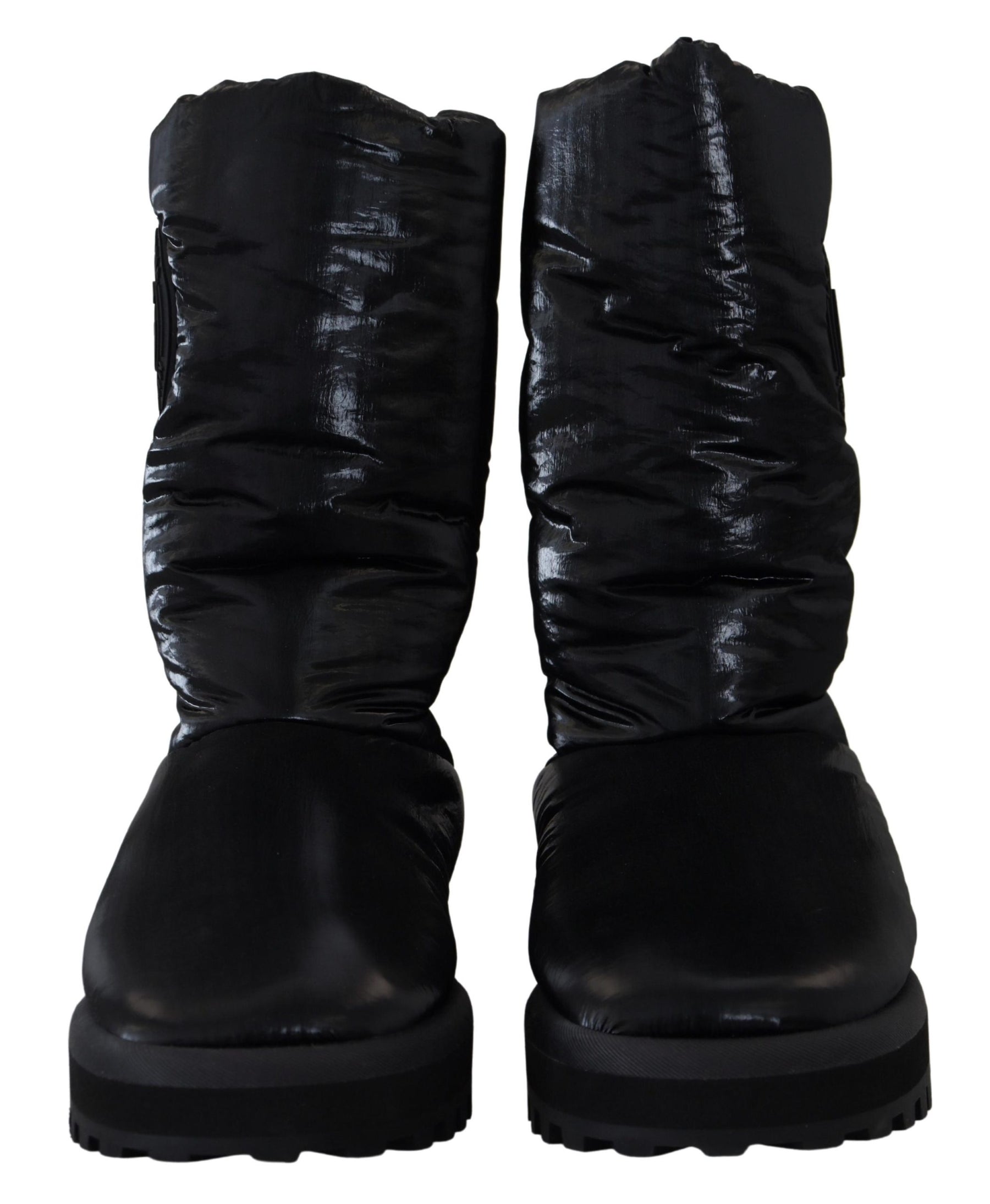 Dolce & Gabbana Black Boots Padded Mid Calf Winter Shoes | Regal Royce