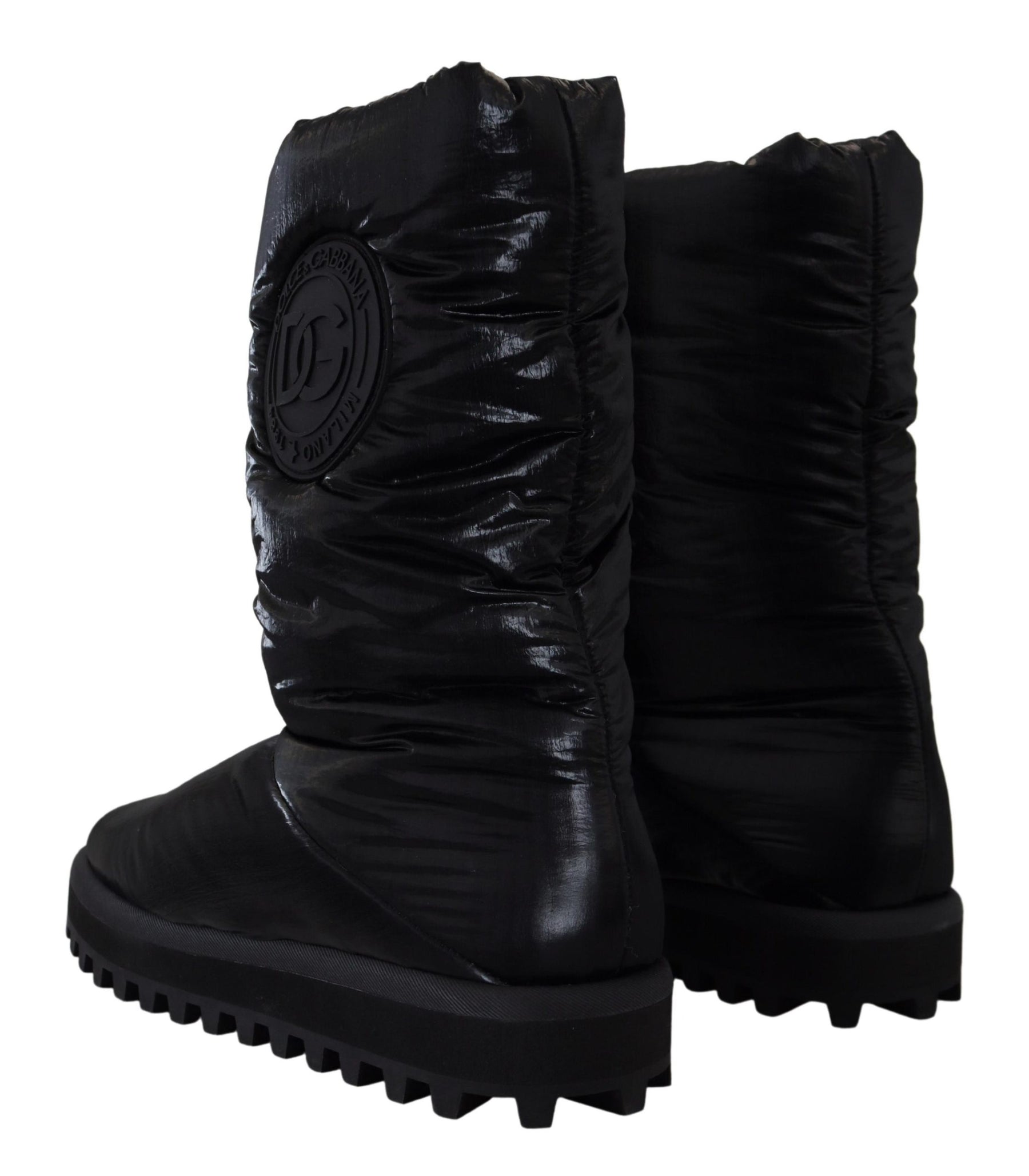 Dolce & Gabbana Black Boots Padded Mid Calf Winter Shoes | Regal Royce