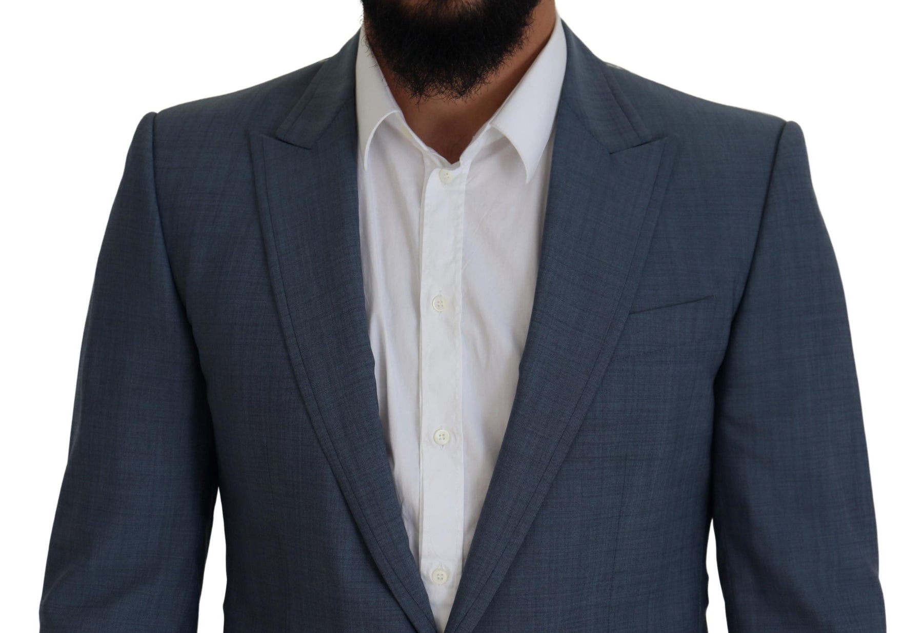 Dolce & Gabbana Blue Wool Stretch Slim Fit Jacket Blazer | Regal Royce