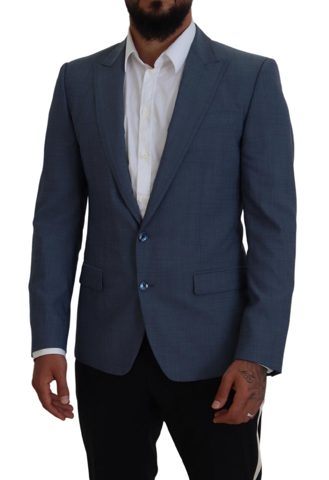 Dolce & Gabbana Blue Wool Stretch Slim Fit Jacket Blazer | Regal Royce