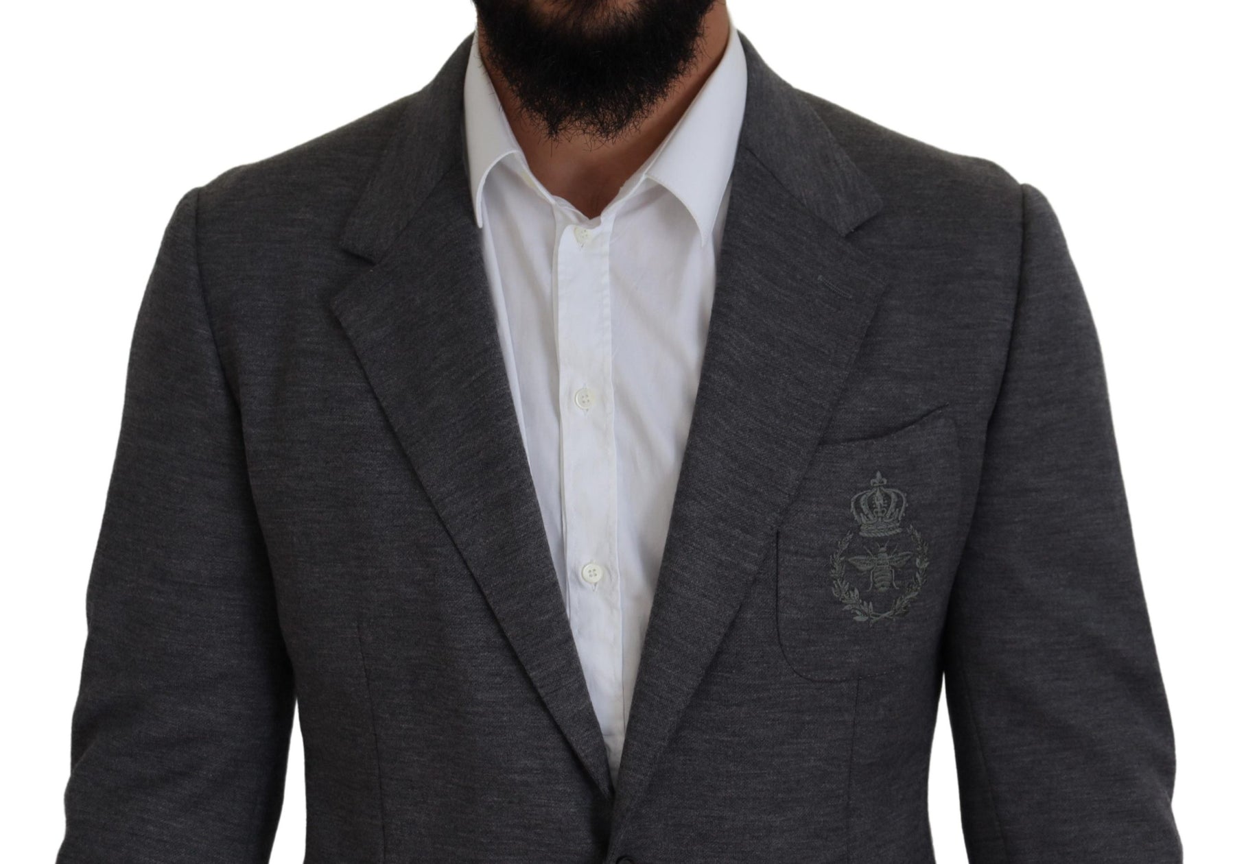 Dolce & Gabbana Gray Wool Stretch Slim Fit Jacket Blazer | Regal Royce