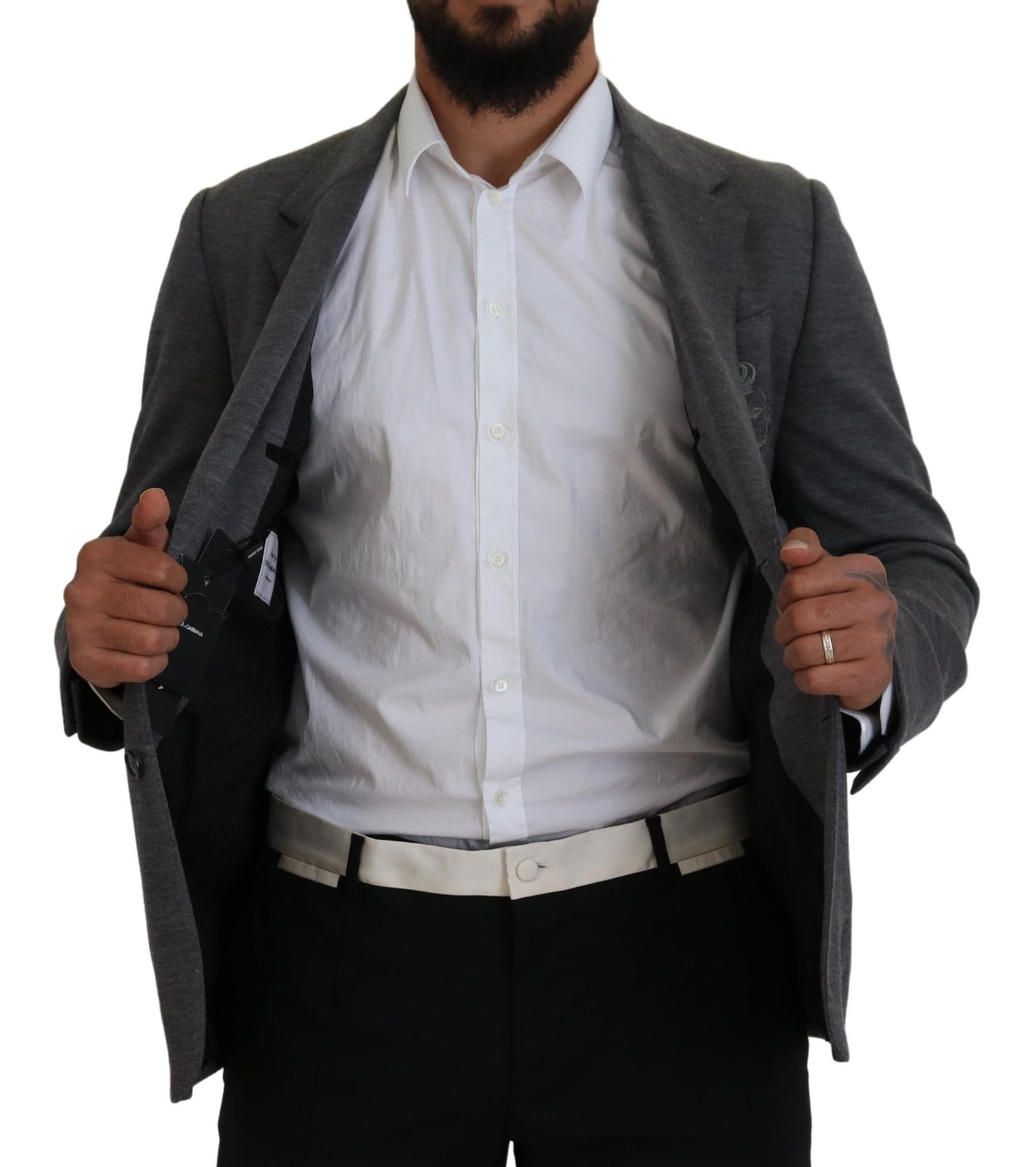 Dolce & Gabbana Gray Wool Stretch Slim Fit Jacket Blazer | Regal Royce