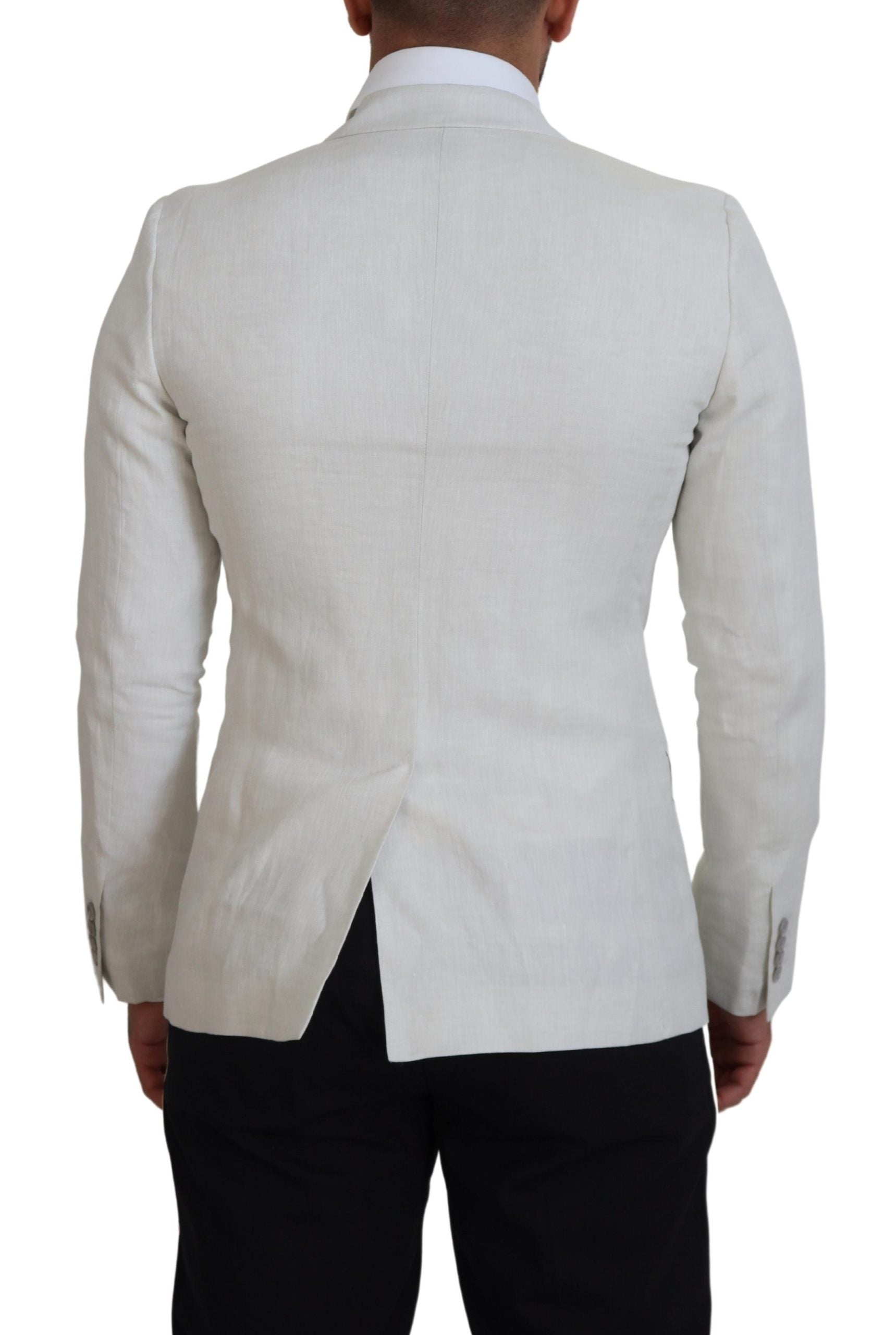 Dolce & Gabbana White Linen Slim Fit Jacket Blazer | Regal Royce