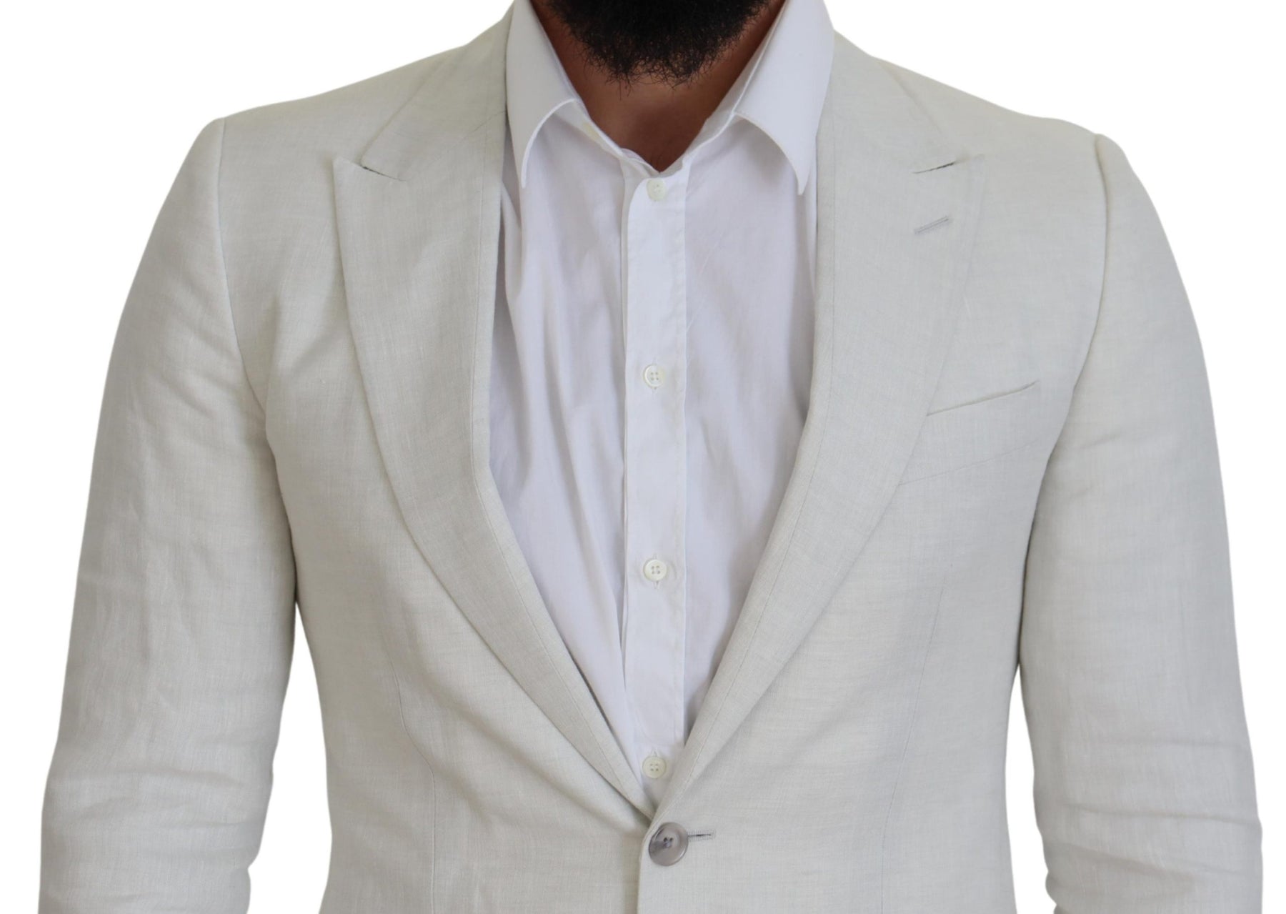 Dolce & Gabbana White Linen Slim Fit Jacket Blazer | Regal Royce