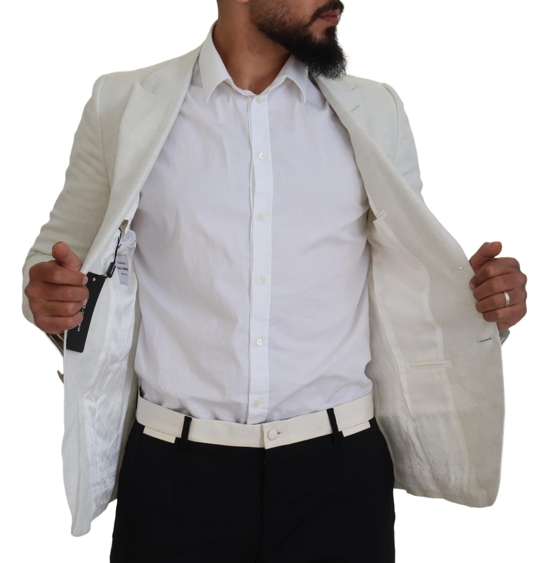 Dolce & Gabbana White Linen Slim Fit Jacket Blazer | Regal Royce