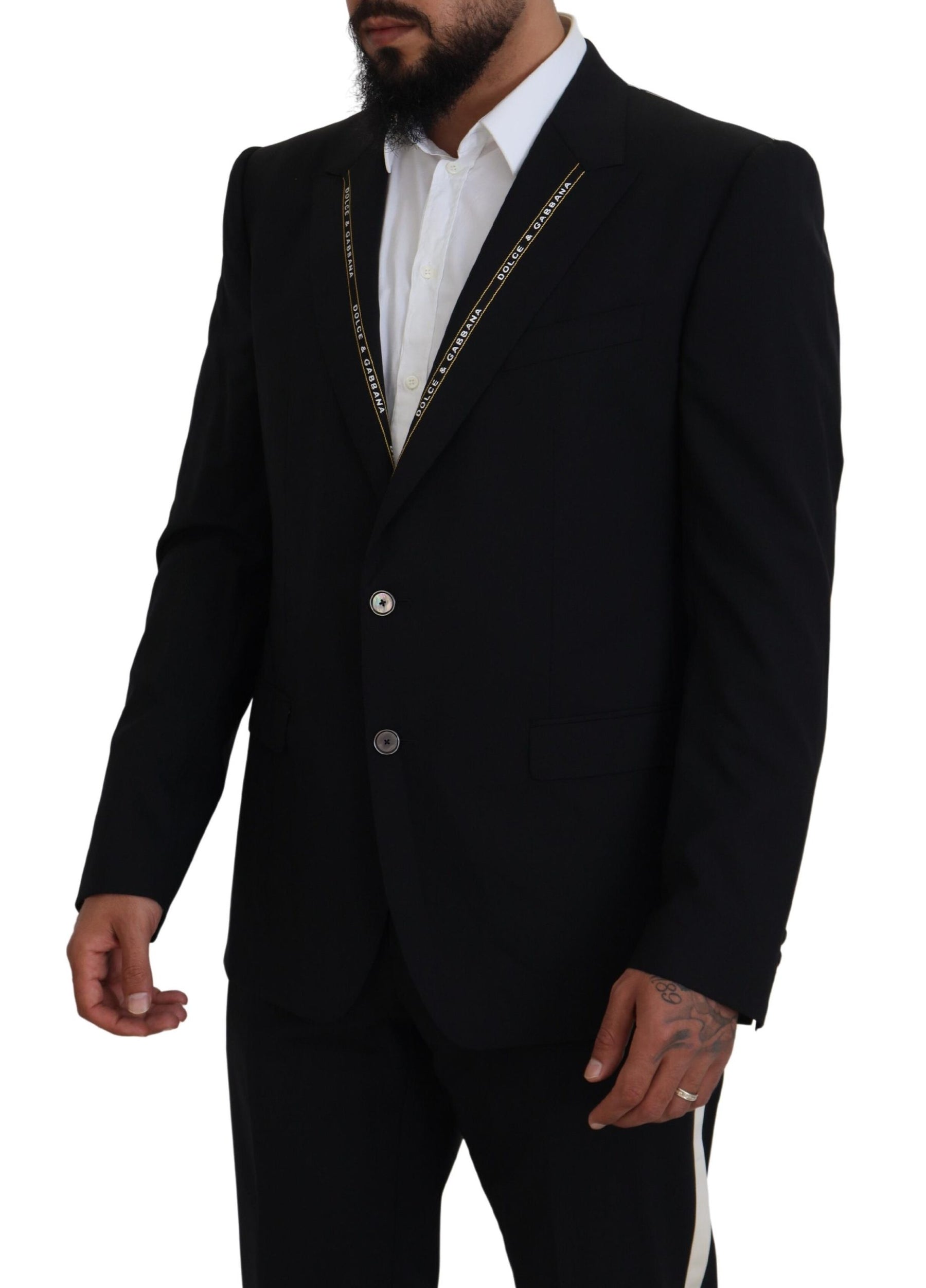 Dolce & Gabbana Black Wool Stretch Slim Fit Jacket Blazer | Regal Royce